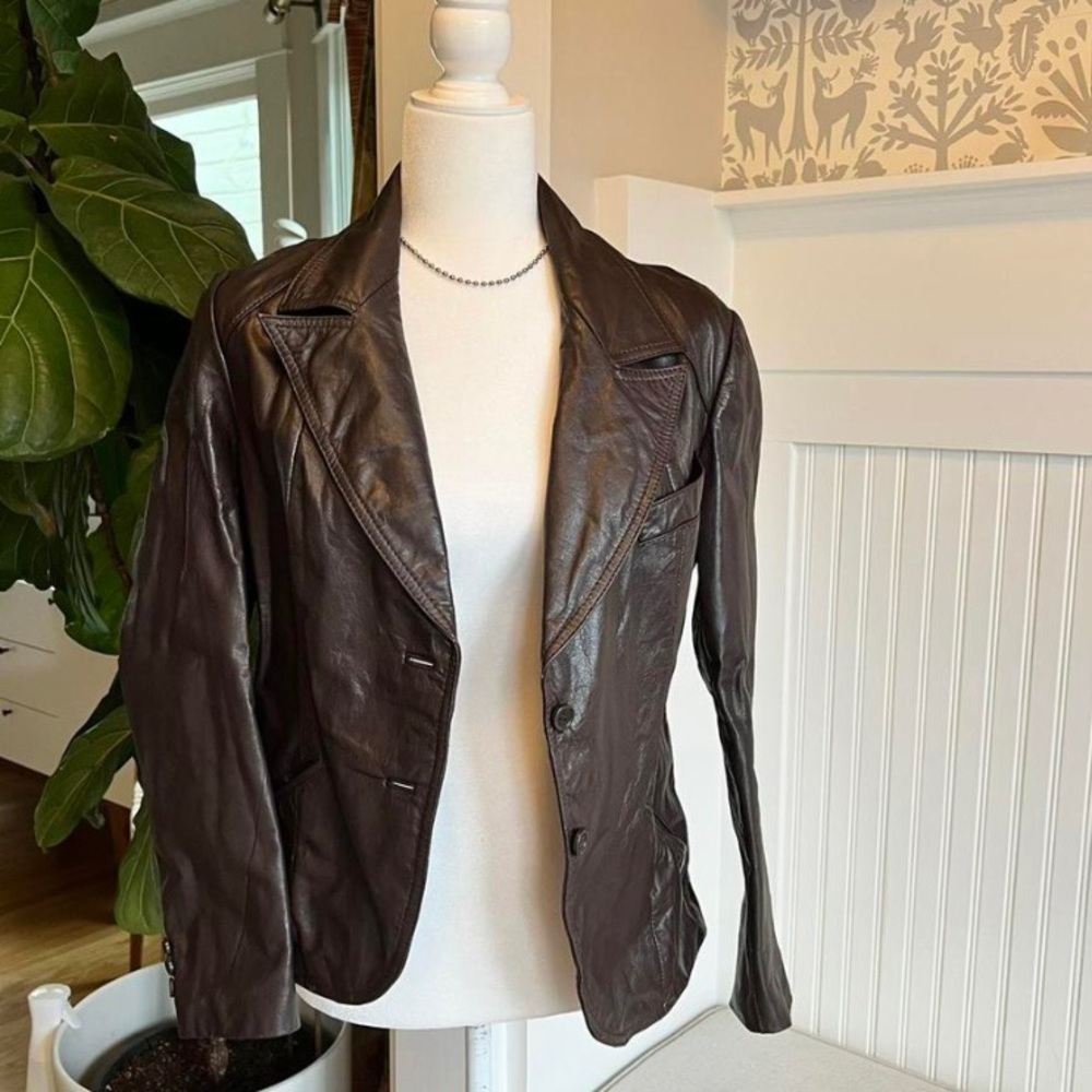 old brown genuine leather jacket
